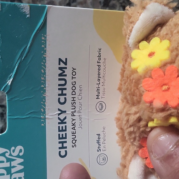 Zippy Paws Cheeky Chumz Squeaky Plush Dog Toy new w tags HULA teddy bear fabric - Picture 3 of 7